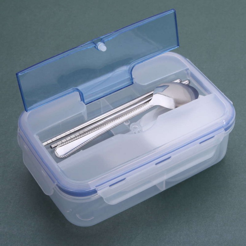 Outdoor Portable Microwave Lunch Box with Soup Bowl Chopsticks Spoon Food