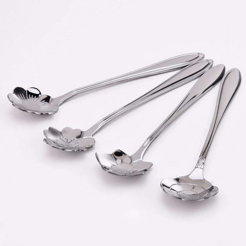 4pcs Flower Ice Cream Spoon Dessert Coffee Spoon