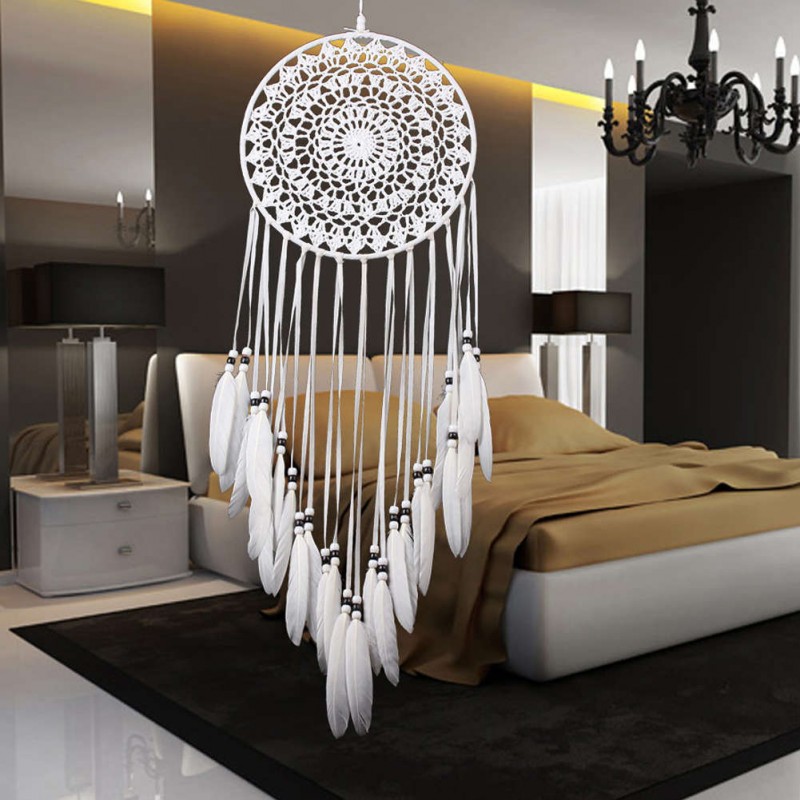 White Decorative Pattern Dream Catcher Wall Hanging Home Car Decor Craft