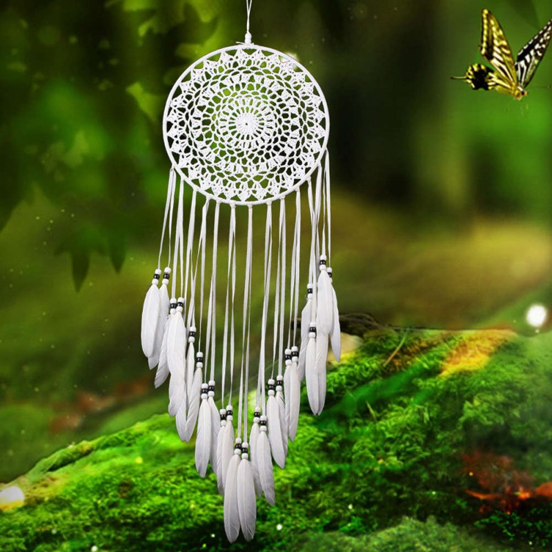 White Decorative Pattern Dream Catcher Wall Hanging Home Car Decor Craft