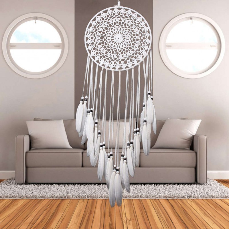 White Decorative Pattern Dream Catcher Wall Hanging Home Car Decor Craft