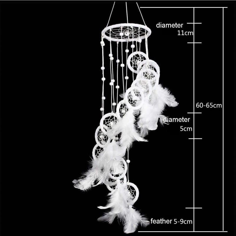 White Polycyclic Dream Catcher Feathers  Wall Hanging Home Car Decor