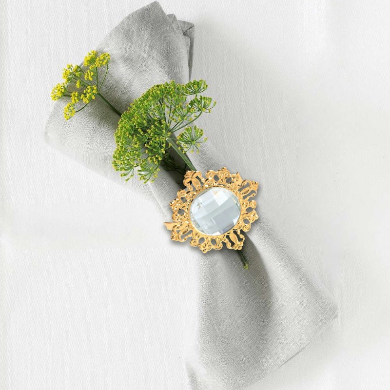 12pcs Acrylic Diamond Design Napkin Ring Dinner Decoration(Gold)