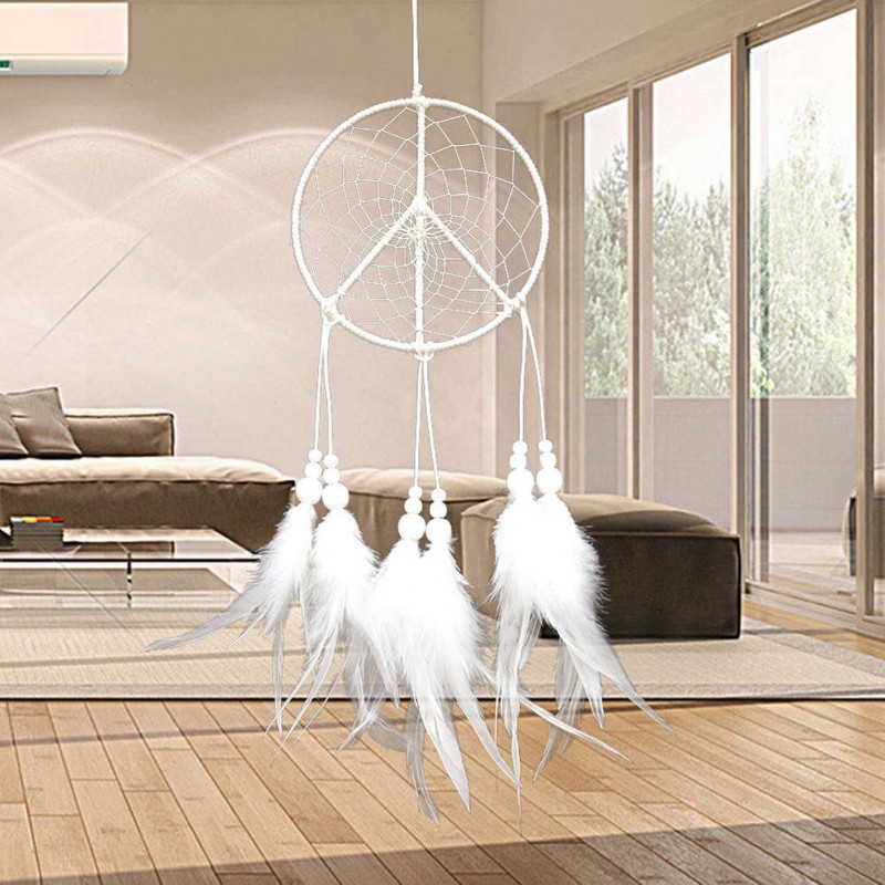 White Feather Dream Catcher Feather Car Wall Hanging Decor Craft