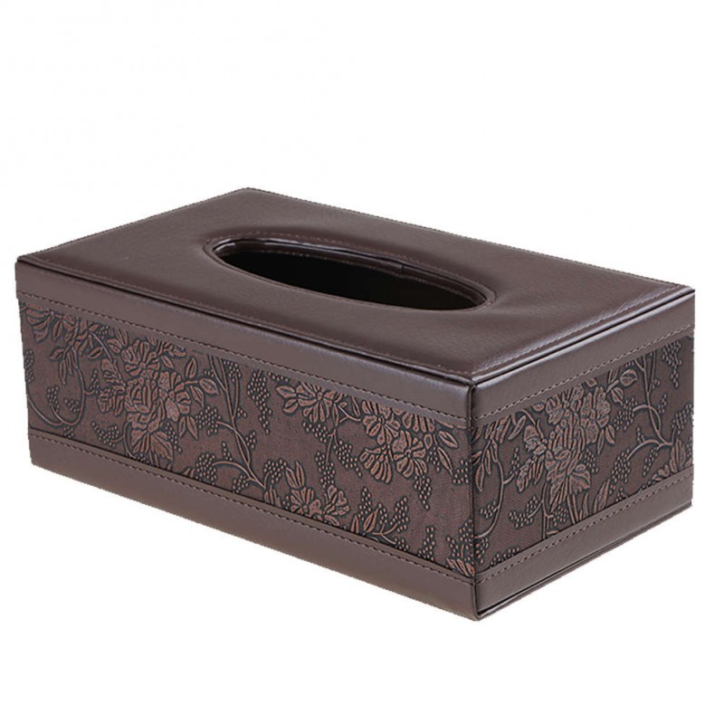 Car Home Rectangle PU Leather Vintage Tissue Box Cover Napkin Paper Holder