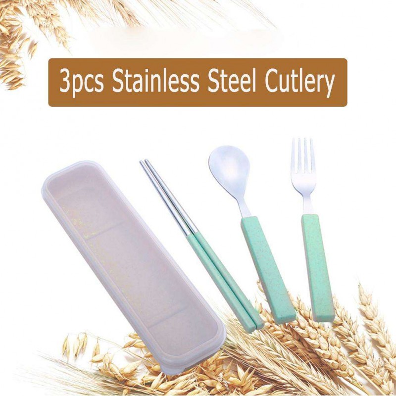 3pcs Cutlery Set Fork Spoon Chopsticks Tableware