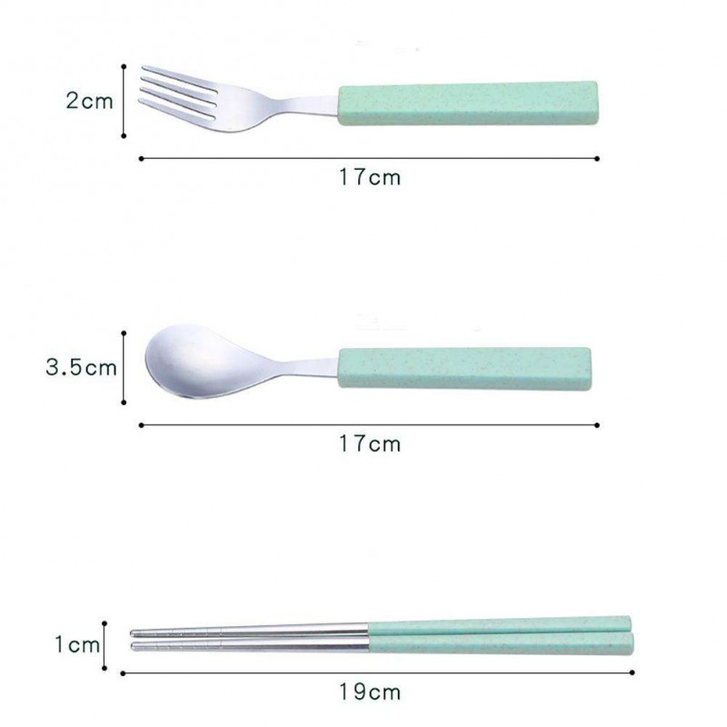 3pcs Cutlery Set Fork Spoon Chopsticks Tableware