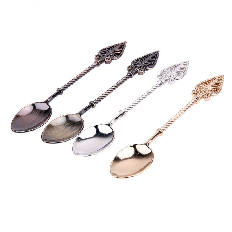 4pcs Vintage Royal Style Zinc Alloy Tea Coffee Ice Cream Dessert Spoon