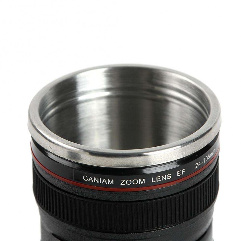 350mL Camera Lens Shape Coffee Tea Mug with Lid Vacuum Flasks Thermal Cup